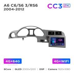 Radio samochodowe Teyes CC3 2k 4+64 Gb Audi A6 C6 2004-2011 / S6 3 2006-2011 / RS6 2 2007-2012 9"
