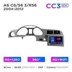 Radio samochodowe Teyes CC3 2k 6+128 Gb 360° Audi A6 C6 2004-2011 / S6 3 2006-2011 / RS6 2 2007-2012 9"