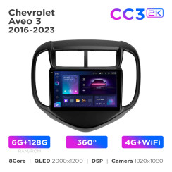 Radio samochodowe Teyes CC3 2k 6+128 Gb 360° Chevrolet Aveo 3 2016-2023 9"