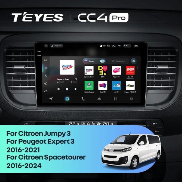 Radio samochodowe Teyes CC4 Pro 2k 8+128 Gb Citroen Jumpy 3 SpaceTourer 1 / Peugeot Expert 3 2016-2021 9"