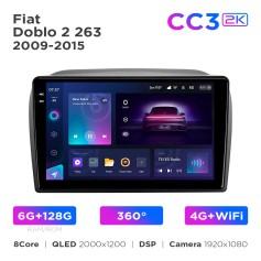Radio samochodowe Teyes CC3 2k 6+128 Gb 360° Fiat Doblo 2 263 2009-2015 9"