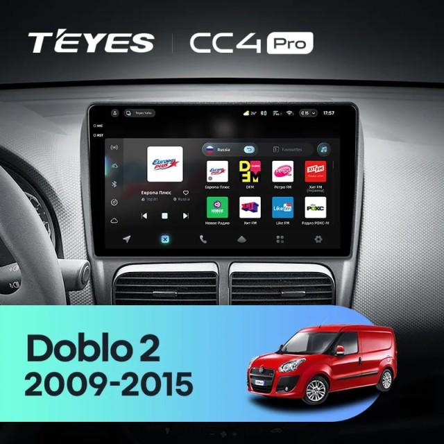 Radio samochodowe Teyes CC4 Pro 2k 8+128 Gb Fiat Doblo 2 263 2009-2015 9"