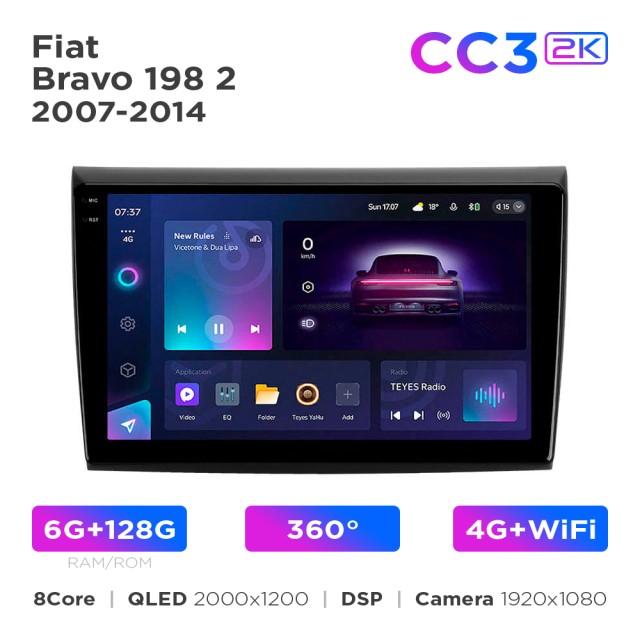 Radio samochodowe Teyes CC3 2k 6+128 Gb 360° Fiat Bravo 198 2 2007-2014 9"