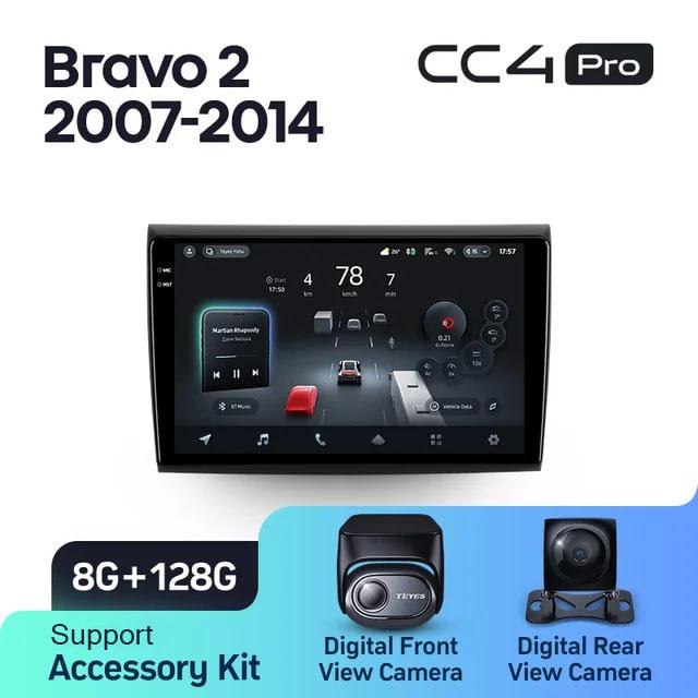 Radio samochodowe Teyes CC4 Pro 2k 8+128 Gb Fiat Bravo 198 2 2007-2014 9"