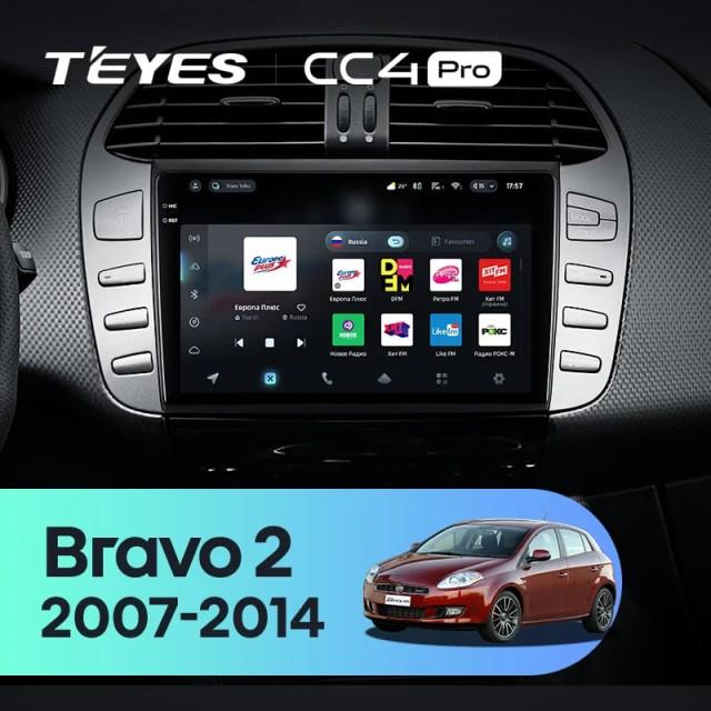 Radio samochodowe Teyes CC4 Pro 2k 8+128 Gb Fiat Bravo 198 2 2007-2014 9"