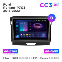 Radio samochodowe Teyes CC3 2k 6+128 Gb Ford Ranger P703 2015-2022 (B) 9"