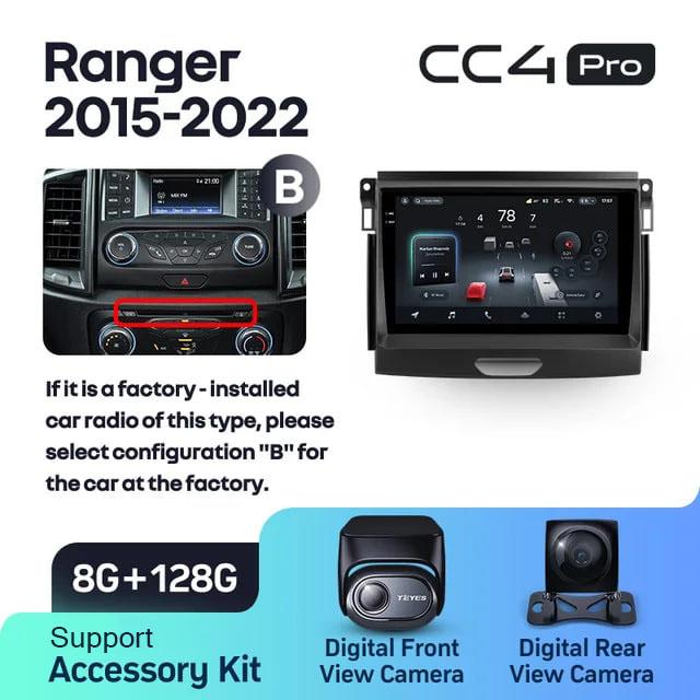 Radio samochodowe Teyes CC4 Pro 2k 8+128 Gb Ford Ranger P703 2015-2022 (B) 9"