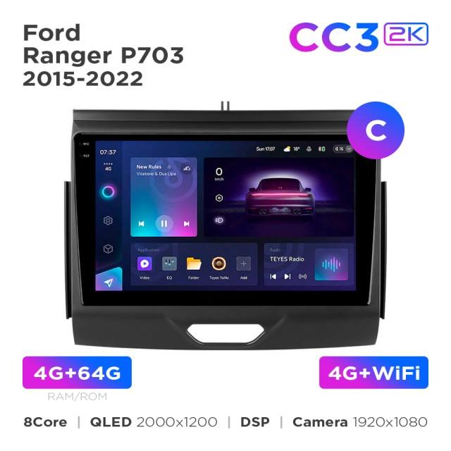 Radio samochodowe Teyes CC3 2k 4+64 Gb Ford Ranger P703 2015-2022 (C) 9"