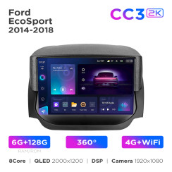 Radio samochodowe Teyes CC3 2k 6+128 Gb 360° Ford EcoSport 2014-2018 9"