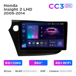 Radio samochodowe Teyes CC3 2k 6+128 Gb 360° Honda Insight 2 LHD 2009-2014 9"