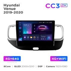 Radio samochodowe Teyes CC3 2k 4+64 Gb Hyundai Venue 2019-2020 10"