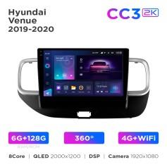 Radio samochodowe Teyes CC3 2k 6+128 Gb 360° Hyundai Venue 2019-2020 10"