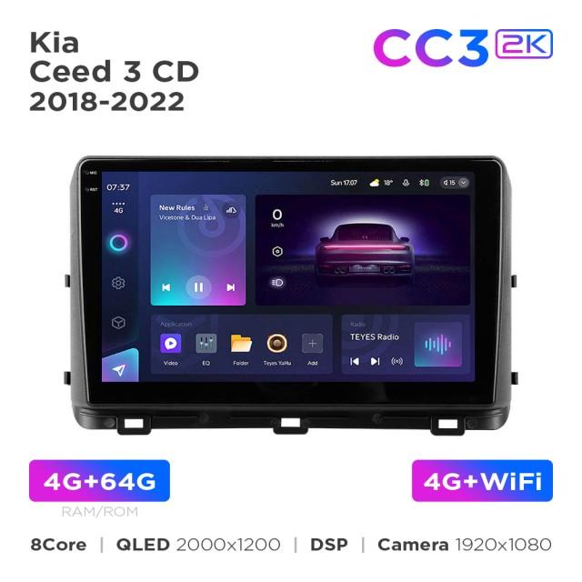 Radio samochodowe Teyes CC3 2k 4+64 Gb Kia Ceed 3 CD (1 Din) 2018-2022 10"