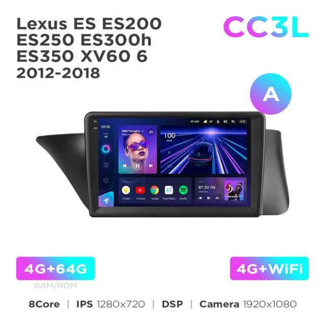 Radio samochodowe Teyes CC3L 4+64 Gb Lexus ES ES200 ES250 ES300h ES350 XV60 6 2012-2018 (A) 9"