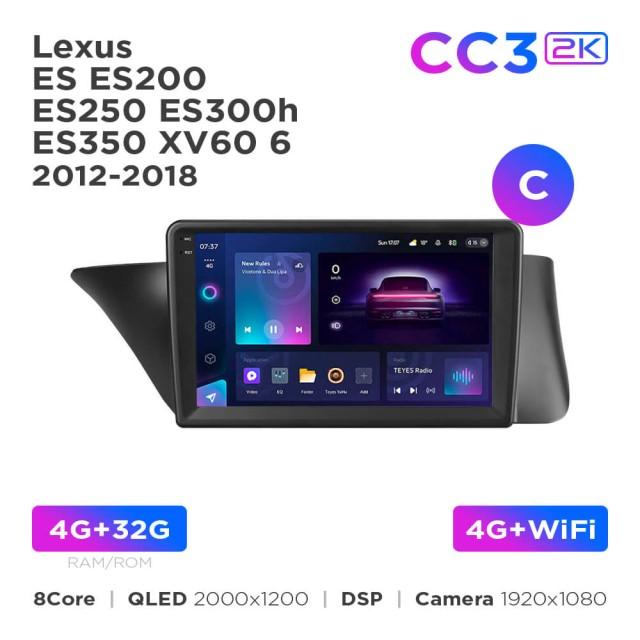 Radio samochodowe Teyes CC3 2k 4+32 Gb Lexus ES ES200 ES250 ES300h ES350 XV60 6 2012-2018 (C) 9"