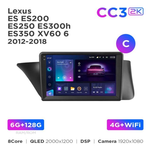 Radio samochodowe Teyes CC3 2k 6+128 Gb Lexus ES ES200 ES250 ES300h ES350 XV60 6 2012-2018 (C) 9"