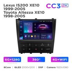 Radio samochodowe Teyes CC3 2k 6+128 Gb 360° Lexus IS200 XE10 1999-2005 / Toyota Altezza XE10 1998-2005 9"