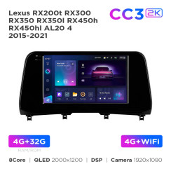 Radio samochodowe Teyes CC3 2k 4+32 Gb Lexus RX200t RX300 RX350 RX350l RX450h RX450hl AL20 4 2015-2021 10"