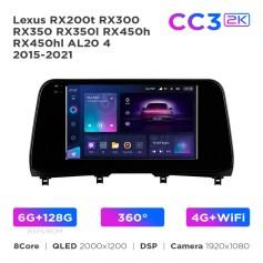 Radio samochodowe Teyes CC3 2k 6+128 Gb 360° Lexus RX200t RX300 RX350 RX350l RX450h RX450hl AL20 4 2015-2021 10"