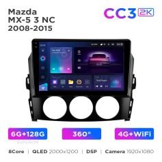 Radio samochodowe Teyes CC3 2k 6+128 Gb 360° Mazda MX-5 3 NC 2008-2015 9"