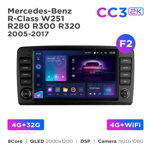 Radio samochodowe Teyes CC3 2k 4+32 Gb Mercedes-Benz R-Class W251 R280 R300 R320 2005-2017 button (F2) 9"