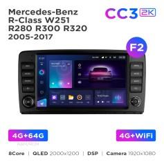 Radio samochodowe Teyes CC3 2k 4+64 Gb Mercedes-Benz R-Class W251 R280 R300 R320 2005-2017 button (F2) 9"