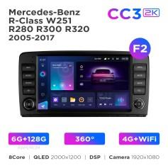 Radio samochodowe Teyes CC3 2k 6+128 Gb 360° Mercedes-Benz R-Class W251 R280 R300 R320 2005-2017 button (F2) 9"