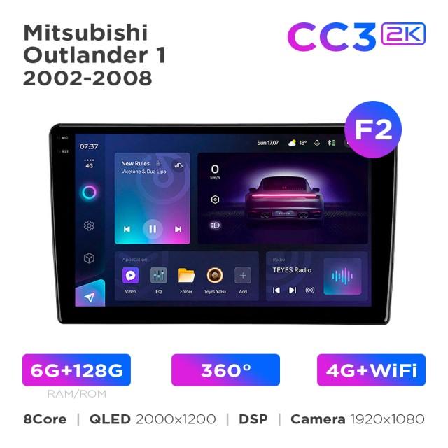 Radio samochodowe Teyes CC3 2k 6+128 Gb 360° Mitsubishi Outlander 1 2002-2008 (F2) 9"