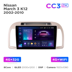 Radio samochodowe Teyes CC3 2k 4+32 Gb Nissan March/Micra 3 K12 2002-2010 9"
