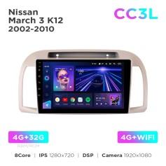 Radio samochodowe do Nissan March/Micra 3 K12 2002-2010 Teyes CC3L 4+32 Gb 9"