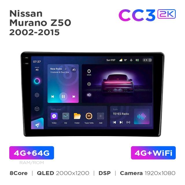 Radio samochodowe Teyes CC3 2k 4+64 Gb Nissan Murano Z50 2002-2008 9"