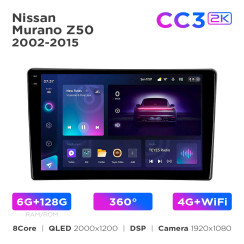 Radio samochodowe Teyes CC3 2k 6+128 Gb 360° Nissan Murano Z50 2002-2008 9"