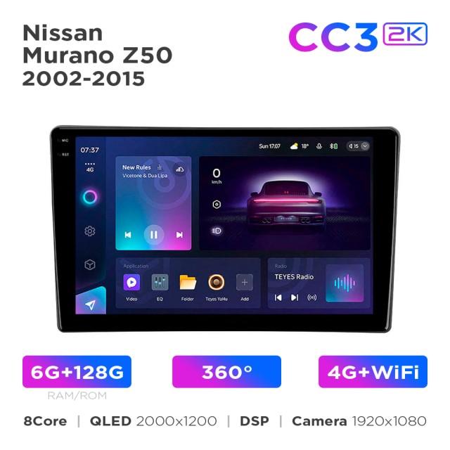 Radio samochodowe Teyes CC3 2k 6+128 Gb 360° Nissan Murano Z50 2002-2008 9"
