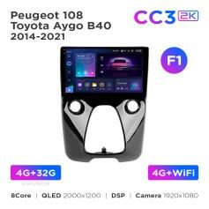 Radio samochodowe Teyes CC3 2k 4+32 Gb Peugeot 108 / Toyota Aygo B40 2014-2021 (F1) 10"