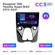 Radio samochodowe Teyes CC3 2k 6+128 Gb Peugeot 108 / Toyota Aygo B40 2014-2021 (F1) 10"