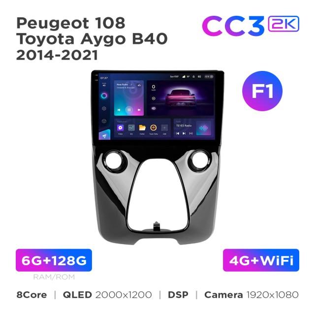Radio samochodowe Teyes CC3 2k 6+128 Gb Peugeot 108 / Toyota Aygo B40 2014-2021 (F1) 10"