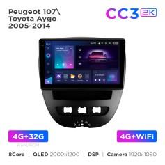 Radio samochodowe Teyes CC3 2k 4+32 Gb Peugeot 107 / Toyota Aygo 2005-2014 10"