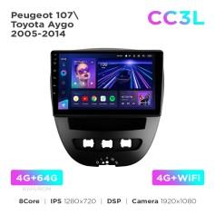 Radio samochodowe Teyes CC3L 4+64 Gb Peugeot 107 / Toyota Aygo 2005-2014 10"