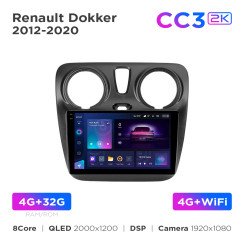 Radio samochodowe Teyes CC3 2k 4+32 Gb Renault Dokker 2012-2020 9"