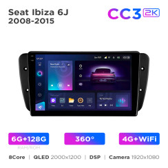 Radio samochodowe Teyes CC3 2k 6+128 Gb 360° Seat Ibiza 6J 2008-2015 9"