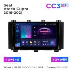 Radio samochodowe Teyes CC3 2k 4+64 Gb Seat Ateca / Cupra 2016-2021 9"