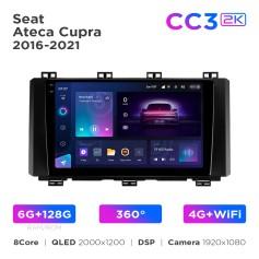 Radio samochodowe Teyes CC3 2k 6+128 Gb 360° Seat Ateca / Cupra 2016-2021 9"