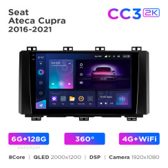 Radio samochodowe Teyes CC3 2k 6+128 Gb 360° Seat Ateca / Cupra 2016-2021 9"