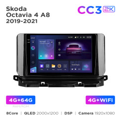 Radio samochodowe Teyes CC3 2k 4+64 Gb Skoda Octavia 4 A8 (1 Din) 2019-2021 10"