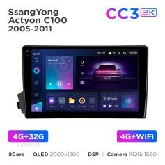 Radio samochodowe Teyes CC3 2k 4+32 Gb SsangYong Actyon C100 2005-2011 9"