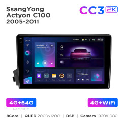 Radio samochodowe do SsangYong Actyon C100 2005-2011 Teyes CC3L 4+32 Gb 9"