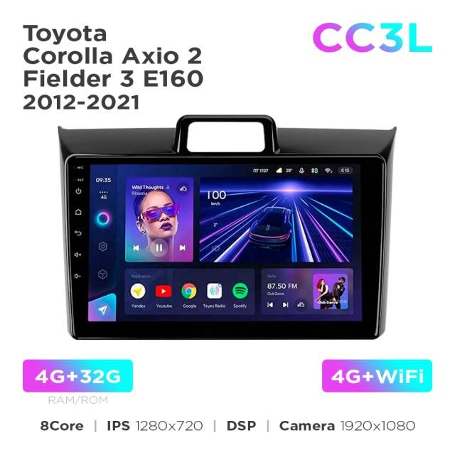 Radio samochodowe do Toyota Corolla Axio 2 / Fielder 3 E160 2012-2021 Teyes CC3L 4+32 Gb 9"