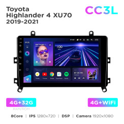 Radio samochodowe do Toyota Highlander 4 XU70 2019-2021 Teyes CC3L 4+32 Gb 9"