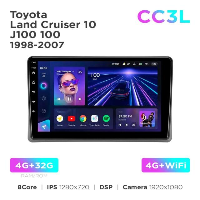 Radio samochodowe do Toyota Land Cruiser 10 J100 100 1998-2007 Teyes CC3L 4+32 Gb 9"
