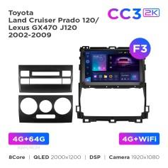 Radio samochodowe Teyes CC3 2k 4+64 Gb Toyota Land Cruiser Prado 120 / Lexus GX470 J120 2002-2009 (F3) 9"